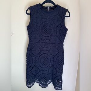 STELLA LUCE Lace Crochet Dress Sleeveless Black Large Mini Tunic